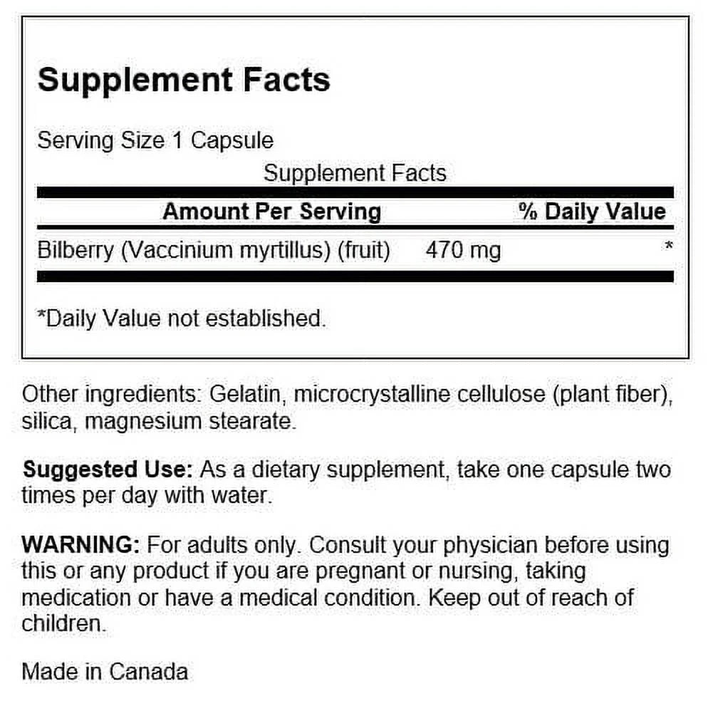 Bilberry Fruit 470 Mg 100 Capsules