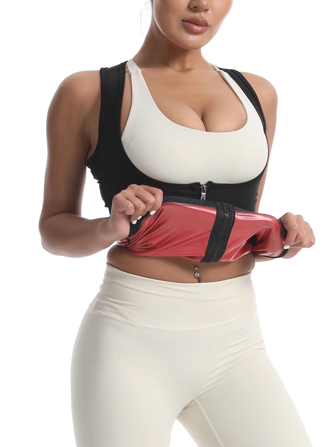 Sports and Fitness Sweatshirt Women'S Sauna Shapewear Zipperstyle Fitness Running Abdominal Tightening Waist Shaping Sports Vest