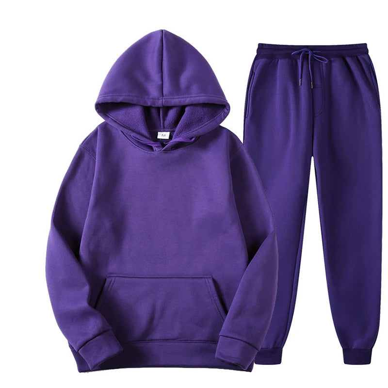 Two Piece Set Casual Fleece Tracksuit Women Winter 2020 Women'S Sets Oversized Hooded Long Sleeve Hoodie Sport Pants Lady Suit