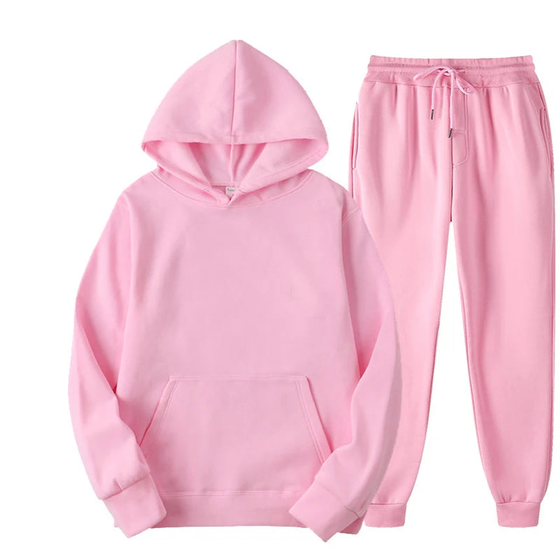 Two Piece Set Casual Fleece Tracksuit Women Winter 2020 Women'S Sets Oversized Hooded Long Sleeve Hoodie Sport Pants Lady Suit