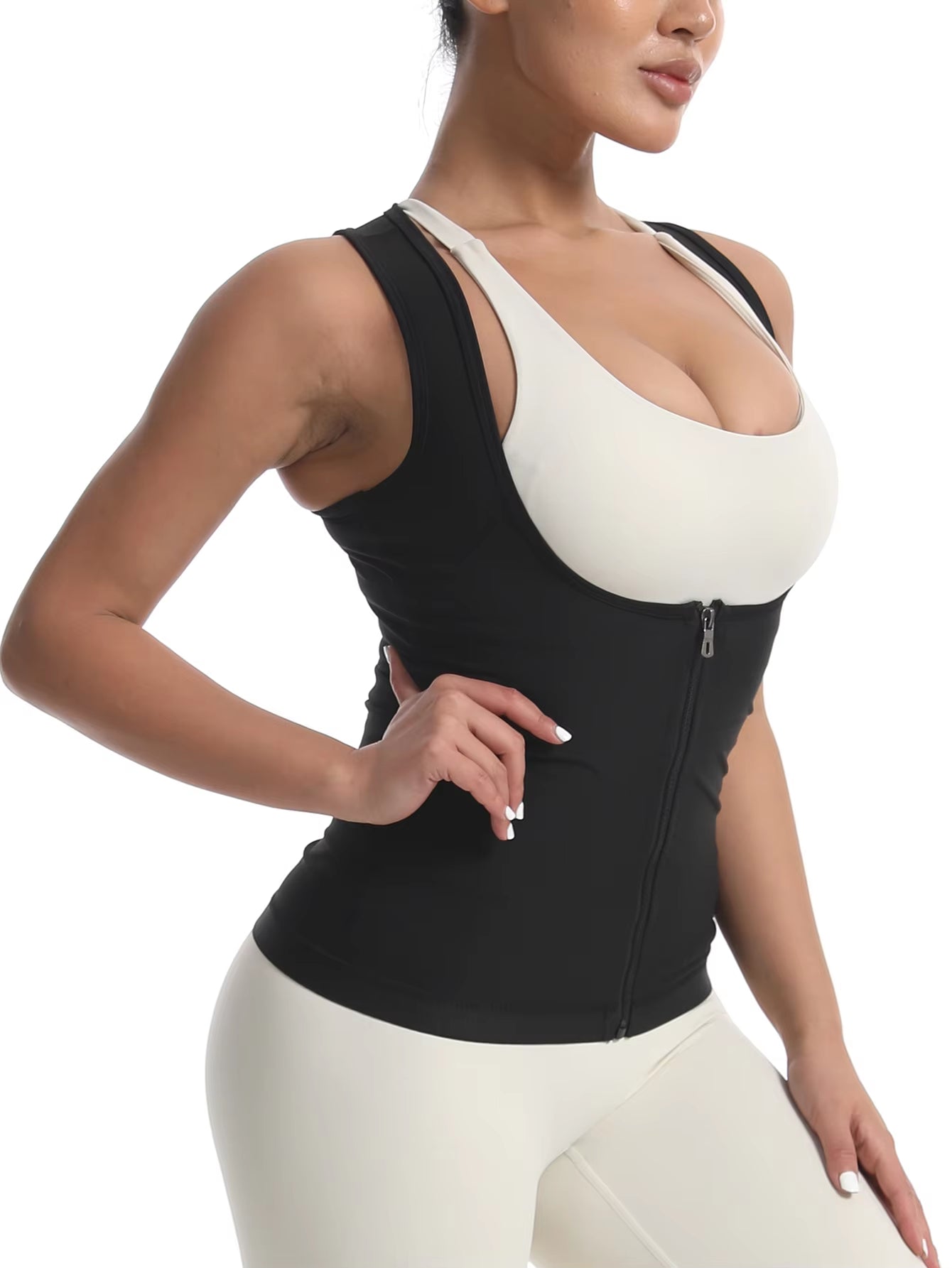 Sports and Fitness Sweatshirt Women'S Sauna Shapewear Zipperstyle Fitness Running Abdominal Tightening Waist Shaping Sports Vest