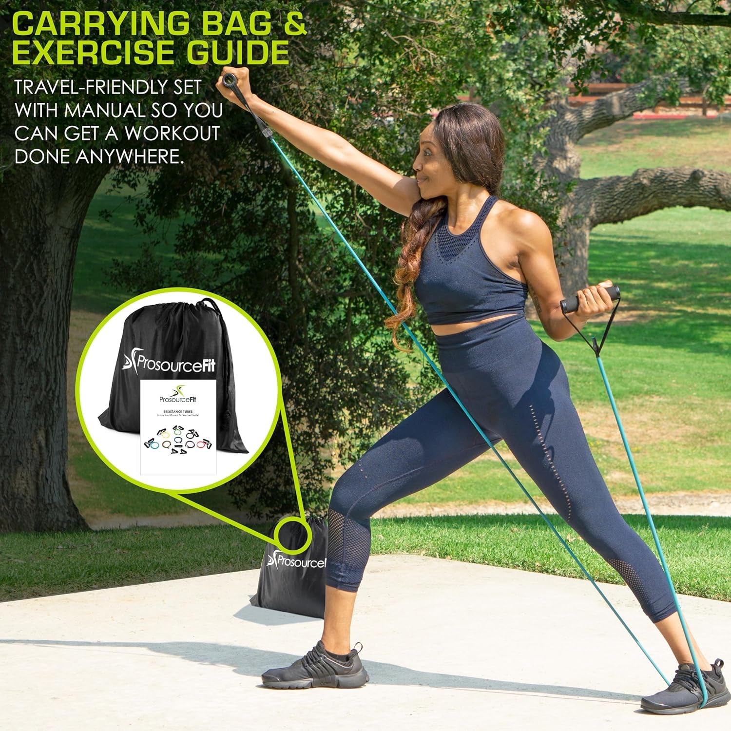 Single Stackable Resistance Bands with Door Anchor and Exercise Guide