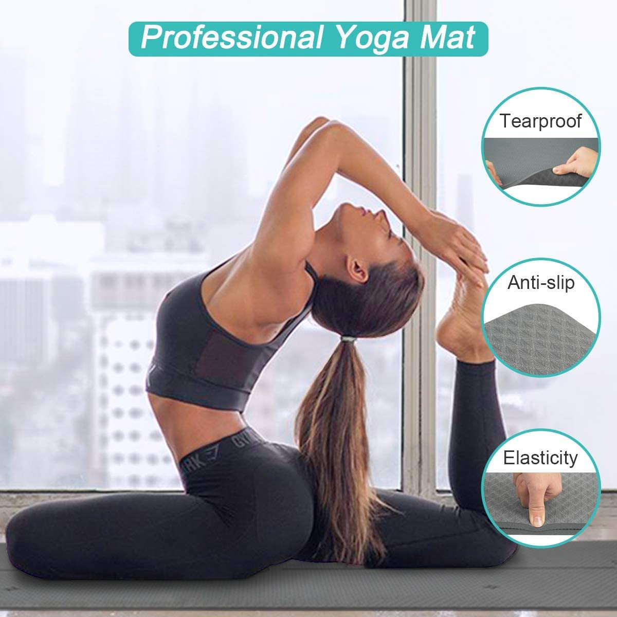 Yoga Mat - Non Slip Thick Yoga Mat with Adjustable Carrying Strap