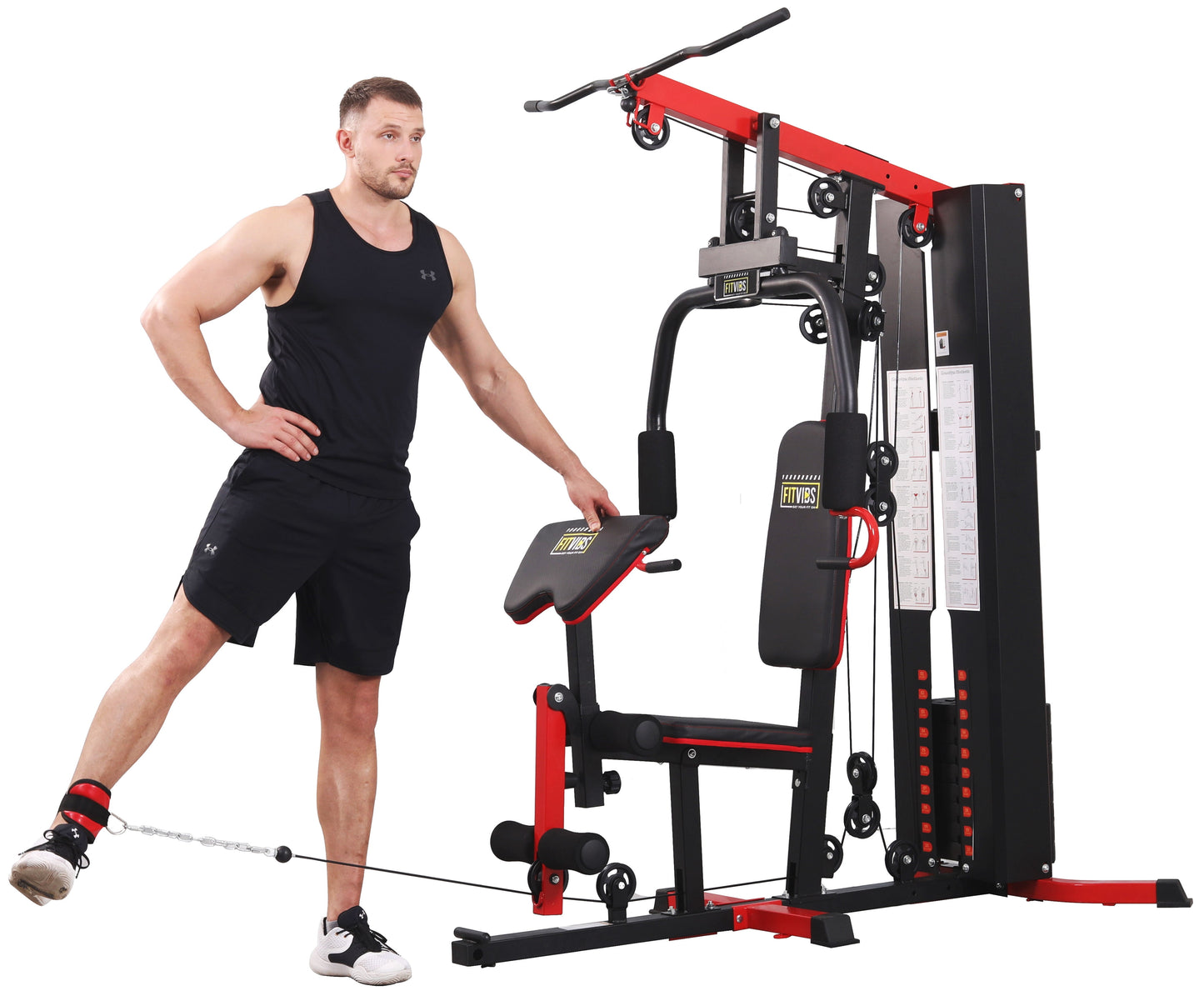 LX750 Multifunctional Full Home Gym System Workout Station with 122.5 Lbs Weight Stack, One Station, Comes with Installation Instruction Video, Ships in 5 Boxes