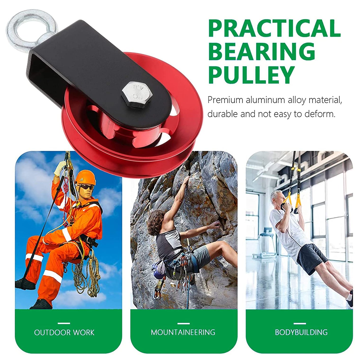 Heavy Duty Lightweight Aluminum Cable Pulleys with Hanging Strap Kit,Snatch Block Pulley Wheel for Home Gyms LAT Pulley System DIY Attachment Home Accessories