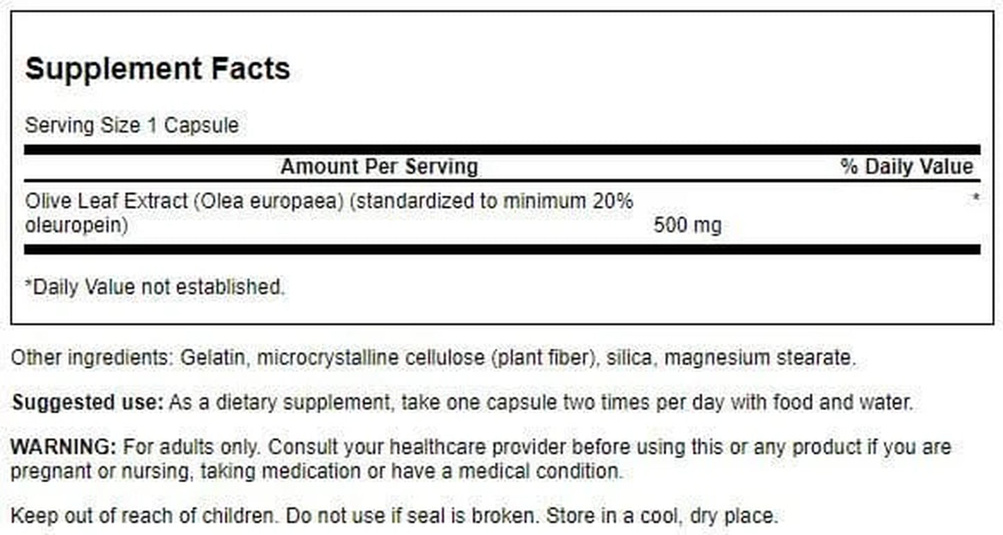 Olive Leaf Extract 500 Mg 60 Caps 2 Pack