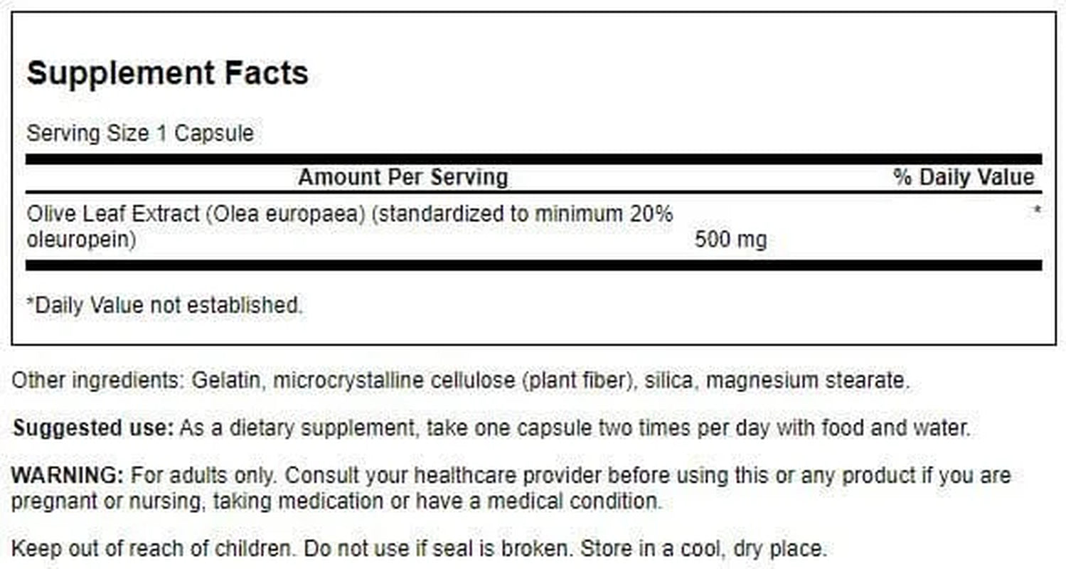 Olive Leaf Extract 500 Mg 60 Caps 2 Pack