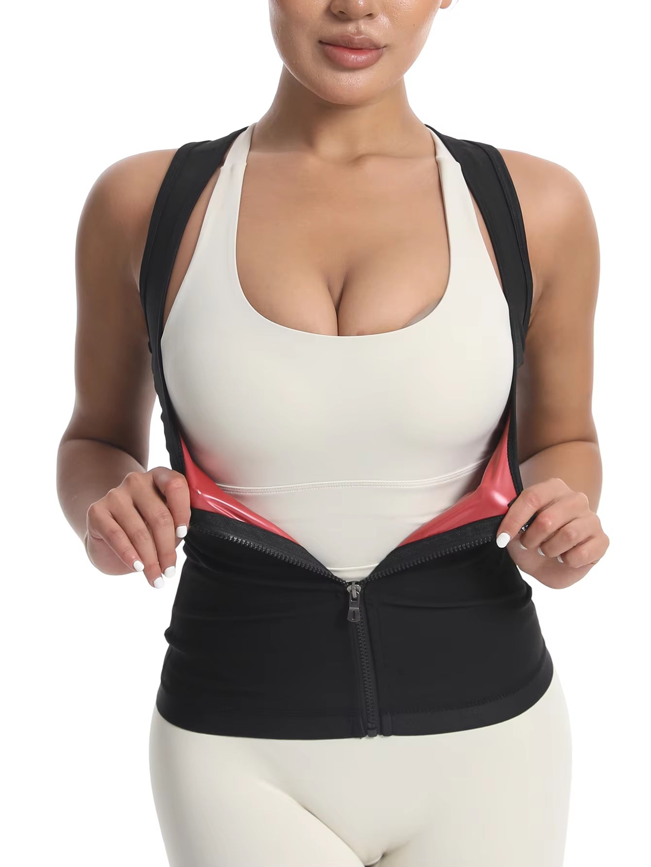 Sports and Fitness Sweatshirt Women'S Sauna Shapewear Zipperstyle Fitness Running Abdominal Tightening Waist Shaping Sports Vest