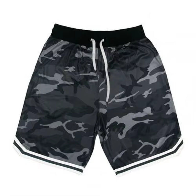 Plus Size Men Fitness Shorts Camouflage Design Waist Drawstring Polyester Quick Dry Sports Board Shorts Men Casual Short Homme