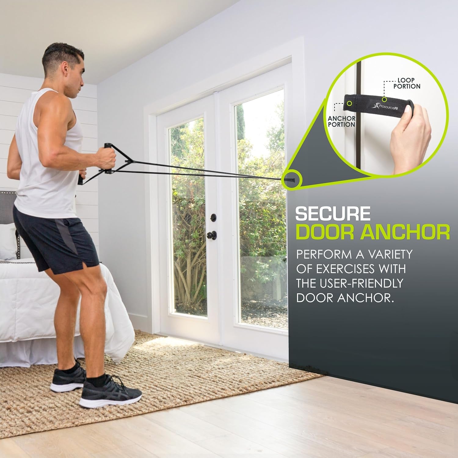 Single Stackable Resistance Bands with Door Anchor and Exercise Guide