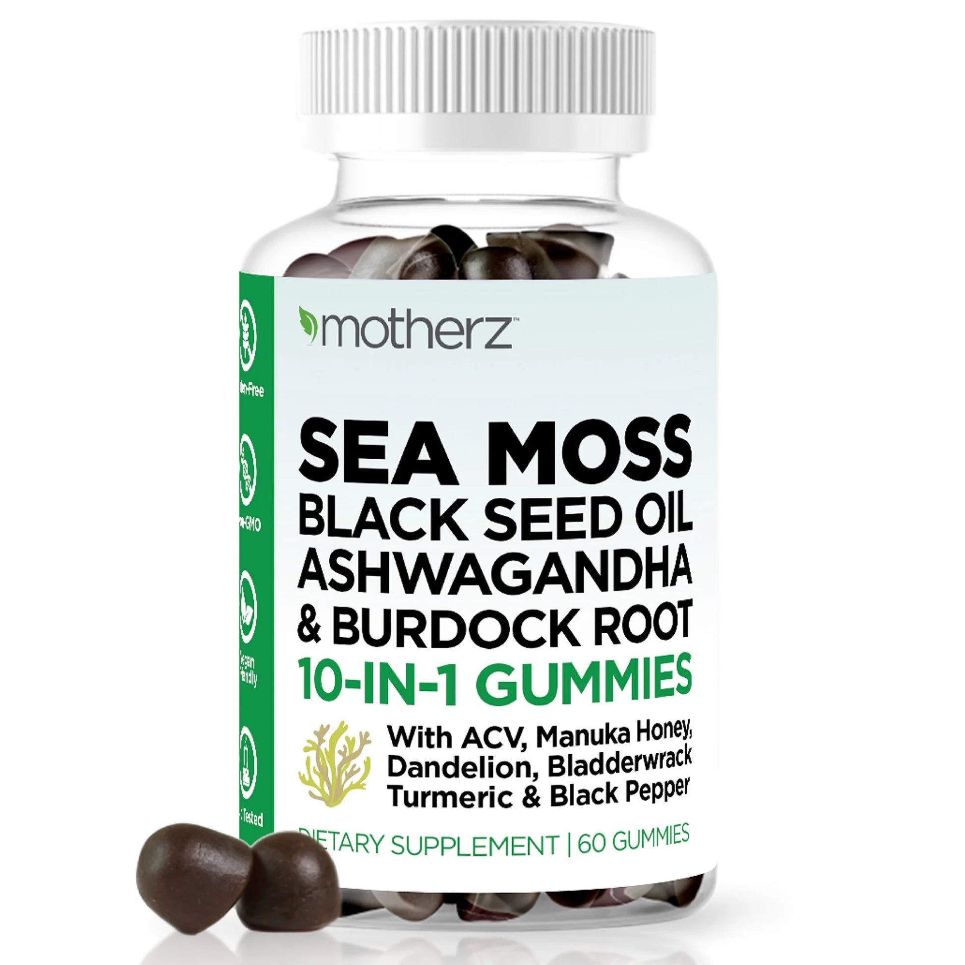 Sea Moss Black Seed Oil Ashwagandha 10-In-1 Wellness Gummy for Men Women & Children