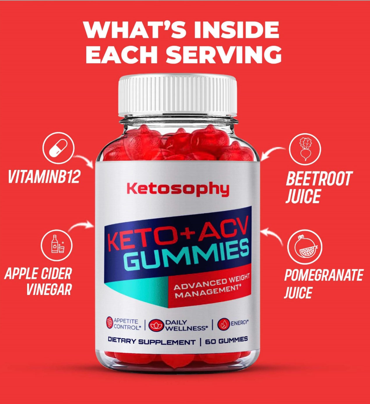 (5 Pack) Ketosophy Keto Gummies, Ketosophy ACV Gummies Weight Loss -300 Gummies